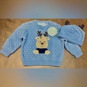 Wish Blue Kids Sweater with Reindeer Design